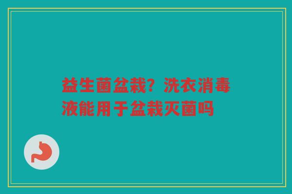 益生菌盆栽？洗衣消毒液能用于盆栽灭菌吗
