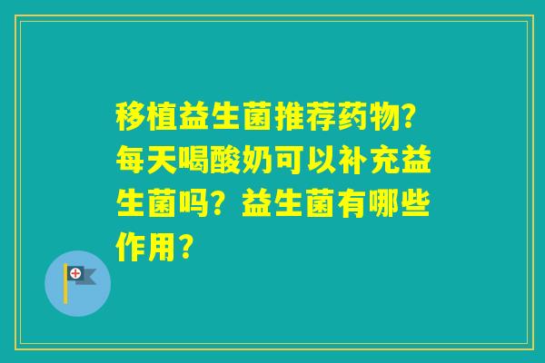 移植益生菌推荐？每天喝酸奶可以补充益生菌吗？益生菌有哪些作用？