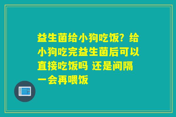 益生菌给小狗吃饭?给小狗吃完益生菌后可以直接吃饭吗 还是间隔一会再喂饭 益生菌给小狗吃饭?给小狗吃完益生菌后可以直接吃饭吗 还是间隔一会再喂饭