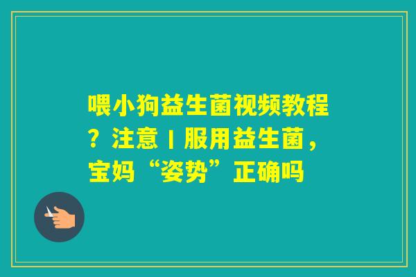 喂小狗益生菌视频教程？注意丨服用益生菌，宝妈“姿势”正确吗