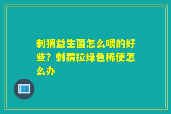刺猬益生菌怎么喂的好些？刺猬拉绿色稀便怎么办