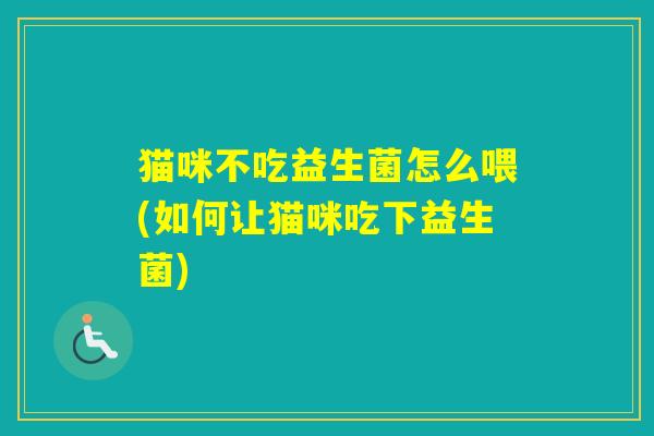 猫咪不吃益生菌怎么喂(如何让猫咪吃下益生菌)