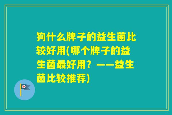 狗什么牌子的益生菌比较好用(哪个牌子的益生菌好用？——益生菌比较推荐)