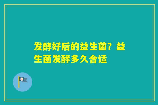 发酵好后的益生菌？益生菌发酵多久合适