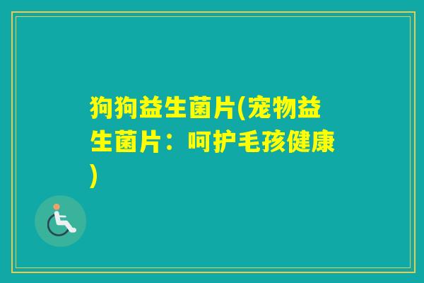 狗狗益生菌片(宠物益生菌片:呵护毛孩健康) 狗狗益生菌片(宠物益生菌片:呵护毛孩健康)