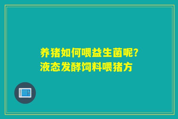 养猪如何喂益生菌呢？液态发酵饲料喂猪方