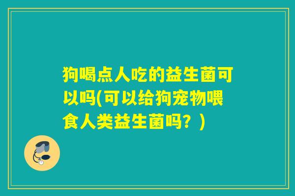 狗喝点人吃的益生菌可以吗(可以给狗宠物喂食人类益生菌吗？)