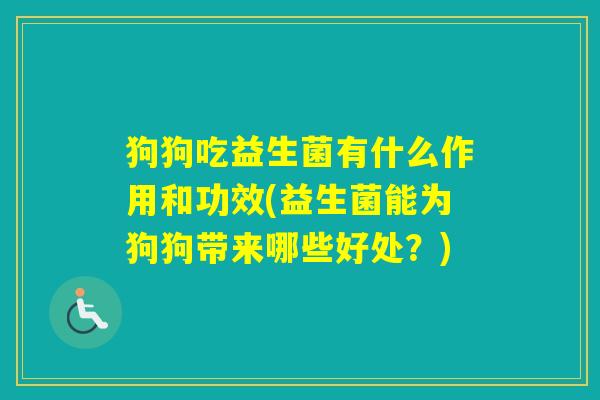 狗狗吃益生菌有什么作用和功效(益生菌能为狗狗带来哪些好处？)