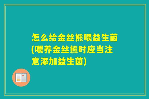 怎么给金丝熊喂益生菌(喂养金丝熊时应当注意添加益生菌)
