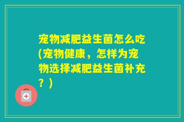 宠物益生菌怎么吃(宠物健康，怎样为宠物选择益生菌补充？)