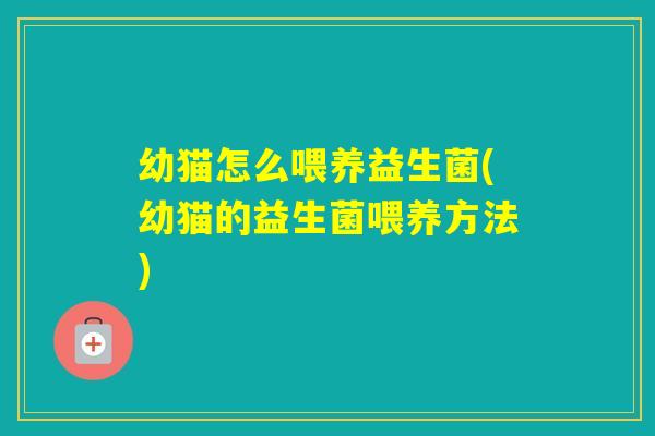 幼猫怎么喂养益生菌(幼猫的益生菌喂养方法)