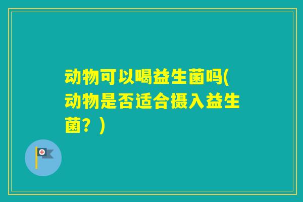 动物可以喝益生菌吗(动物是否适合摄入益生菌？)