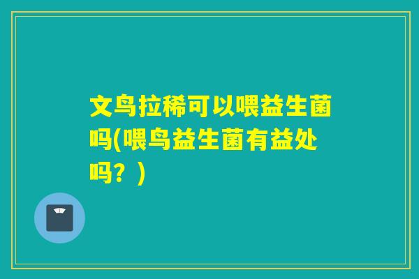 文鸟拉稀可以喂益生菌吗(喂鸟益生菌有益处吗？)
