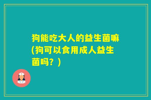 狗能吃大人的益生菌嘛(狗可以食用成人益生菌吗？)