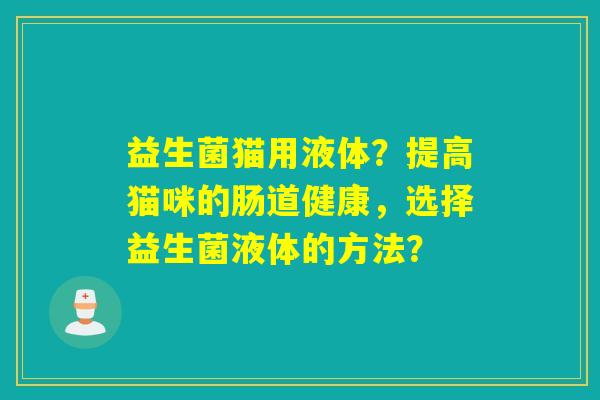 益生菌猫用液体？提高猫咪的肠道健康，选择益生菌液体的方法？