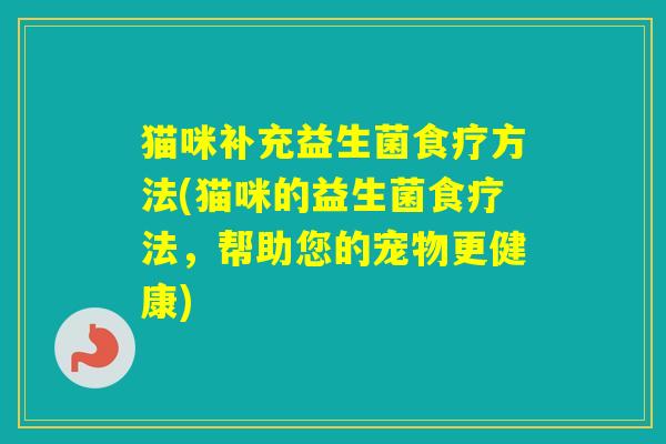 猫咪补充益生菌食疗方法(猫咪的益生菌食疗法，帮助您的宠物更健康)