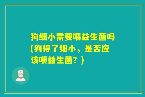 狗细小需要喂益生菌吗(狗得了细小，是否应该喂益生菌？)