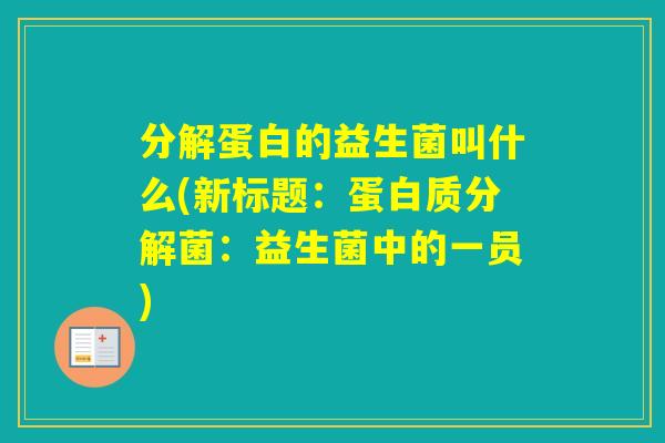 分解蛋白的益生菌叫什么(新标题：蛋白质分解菌：益生菌中的一员)