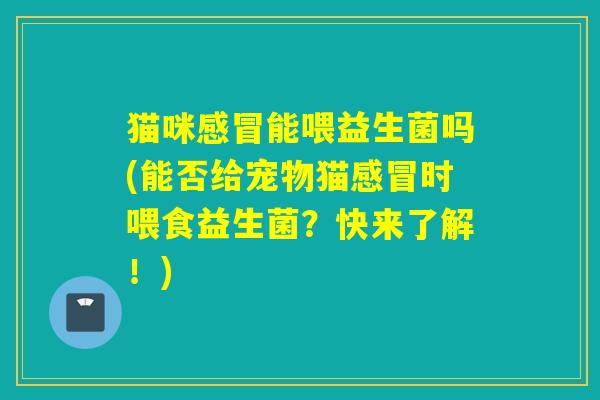 猫咪能喂益生菌吗(能否给宠物猫时喂食益生菌?快来了解!) 猫咪能喂益生菌吗(能否给宠物猫时喂食益生菌?快来了解!)