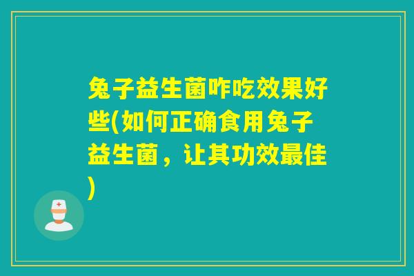 兔子益生菌咋吃效果好些(如何正确食用兔子益生菌,让其功效佳) 兔子益生菌咋吃效果好些(如何正确食用兔子益生菌,让其功效佳)