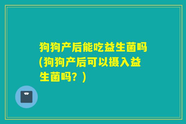 狗狗产后能吃益生菌吗(狗狗产后可以摄入益生菌吗？)
