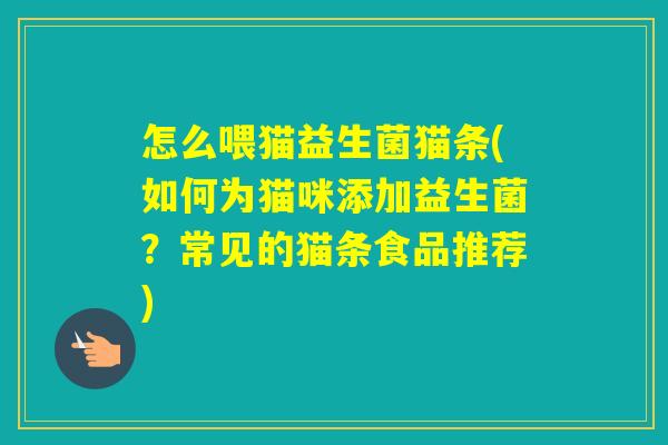 怎么喂猫益生菌猫条(如何为猫咪添加益生菌？常见的猫条食品推荐)