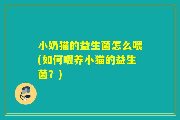 小奶猫的益生菌怎么喂(如何喂养小猫的益生菌？)