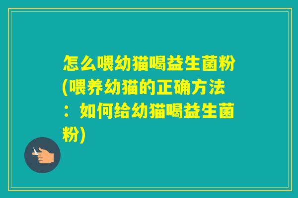 怎么喂幼猫喝益生菌粉(喂养幼猫的正确方法：如何给幼猫喝益生菌粉)