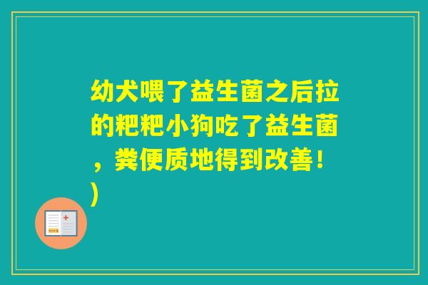 幼犬喂了益生菌之后拉的粑粑小狗吃了益生菌，粪便质地得到改善！)