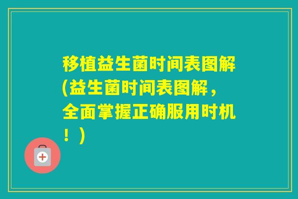 移植益生菌时间表图解(益生菌时间表图解,全面掌握正确服用时机!) 移植益生菌时间表图解(益生菌时间表图解,全面掌握正确服用时机!)
