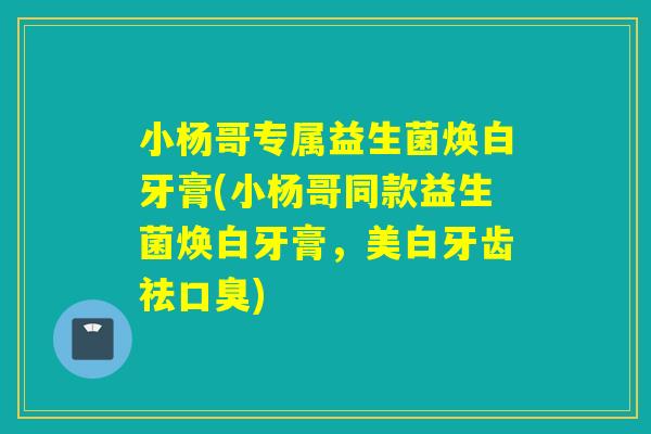 小杨哥专属益生菌焕白牙膏(小杨哥同款益生菌焕白牙膏，美白牙齿祛)