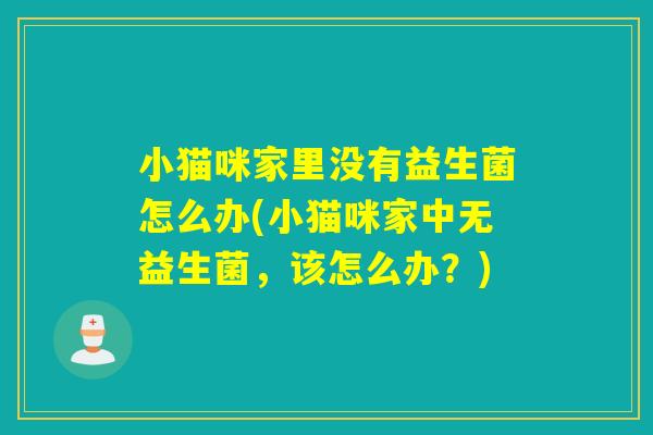 小猫咪家里没有益生菌怎么办(小猫咪家中无益生菌，该怎么办？)