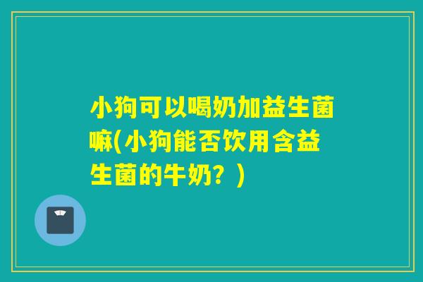 小狗可以喝奶加益生菌嘛(小狗能否饮用含益生菌的牛奶？)
