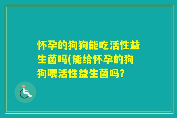怀孕的狗狗能吃活性益生菌吗(能给怀孕的狗狗喂活性益生菌吗？