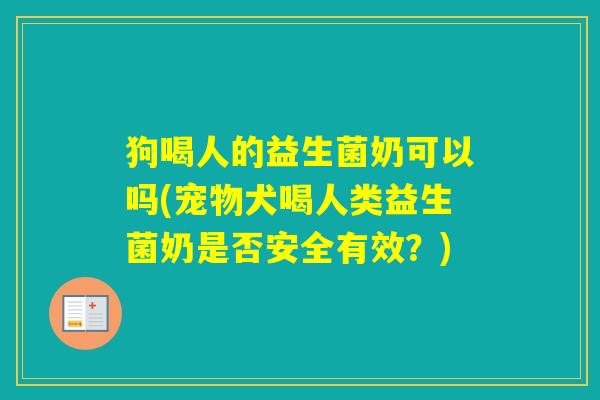 狗喝人的益生菌奶可以吗(宠物犬喝人类益生菌奶是否安全有效？)