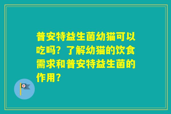 普安特益生菌幼猫可以吃吗？了解幼猫的饮食需求和普安特益生菌的作用？