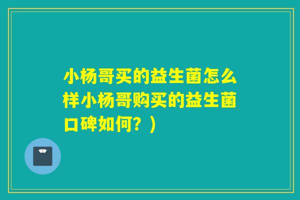 小杨哥买的益生菌怎么样小杨哥购买的益生菌口碑如何?) 小杨哥买的益生菌怎么样小杨哥购买的益生菌口碑如何?)