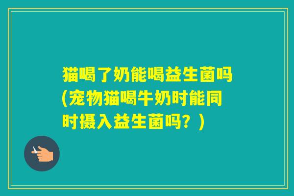 猫喝了奶能喝益生菌吗(宠物猫喝牛奶时能同时摄入益生菌吗?) 猫喝了奶能喝益生菌吗(宠物猫喝牛奶时能同时摄入益生菌吗?)