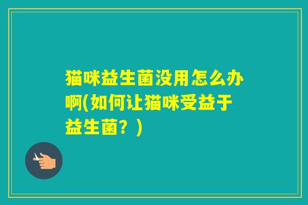 猫咪益生菌没用怎么办啊(如何让猫咪受益于益生菌？)