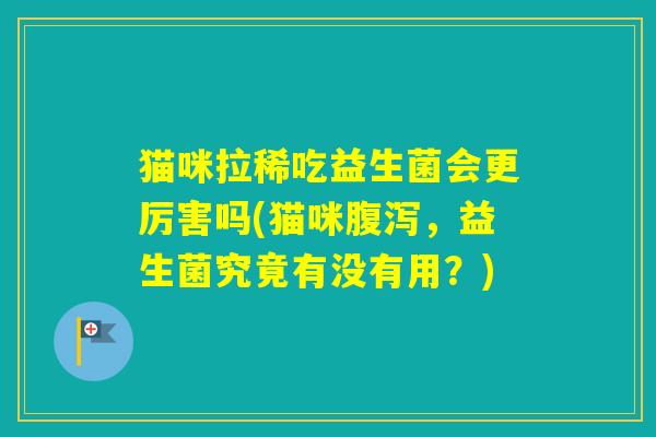 猫咪拉稀吃益生菌会更厉害吗(猫咪,益生菌究竟有没有用?) 猫咪拉稀吃益生菌会更厉害吗(猫咪,益生菌究竟有没有用?)