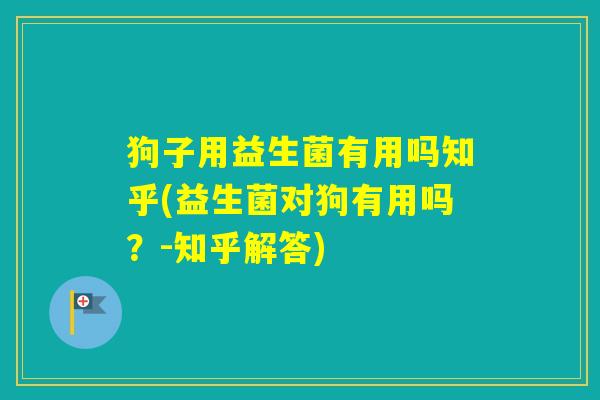 狗子用益生菌有用吗知乎(益生菌对狗有用吗？-知乎解答)