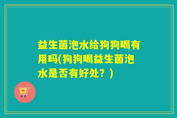 益生菌泡水给狗狗喝有用吗(狗狗喝益生菌泡水是否有好处？)