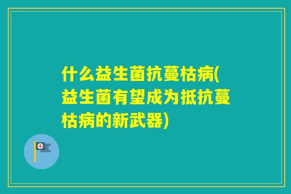 什么益生菌抗蔓枯(益生菌有望成为抵抗蔓枯的新武器) 什么益生菌抗蔓枯(益生菌有望成为抵抗蔓枯的新武器)