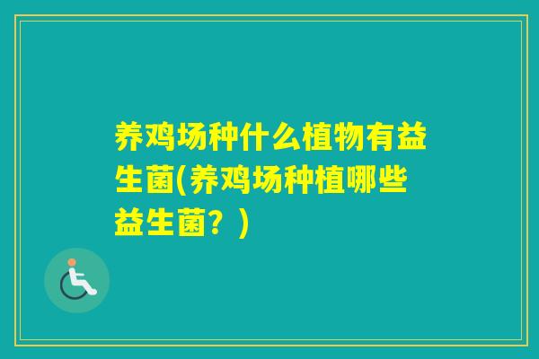 养鸡场种什么植物有益生菌(养鸡场种植哪些益生菌?) 养鸡场种什么植物有益生菌(养鸡场种植哪些益生菌?)