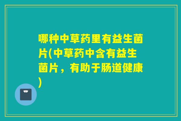 哪种中草药里有益生菌片(中草药中含有益生菌片，有助于肠道健康)