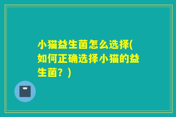 小猫益生菌怎么选择(如何正确选择小猫的益生菌?) 小猫益生菌怎么选择(如何正确选择小猫的益生菌?)