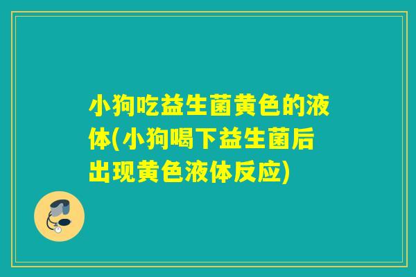 小狗吃益生菌黄色的液体(小狗喝下益生菌后出现黄色液体反应) 小狗吃益生菌黄色的液体(小狗喝下益生菌后出现黄色液体反应)
