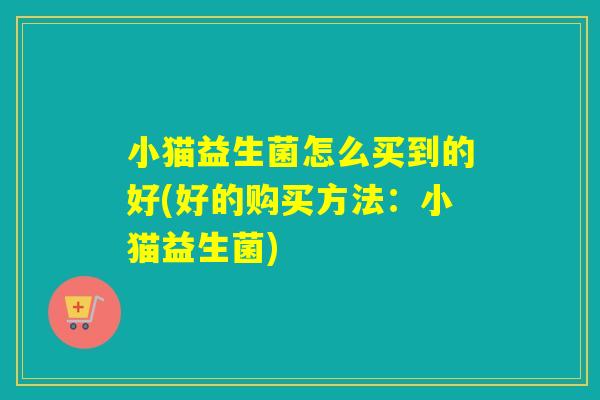 小猫益生菌怎么买到的好(好的购买方法:小猫益生菌) 小猫益生菌怎么买到的好(好的购买方法:小猫益生菌)