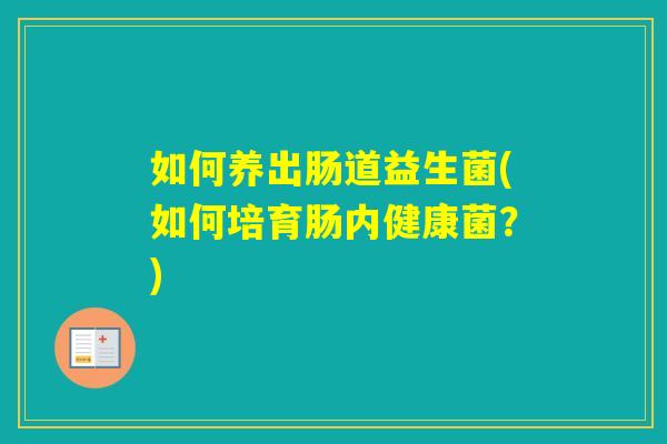 如何养出肠道益生菌(如何培育肠内健康菌？)
