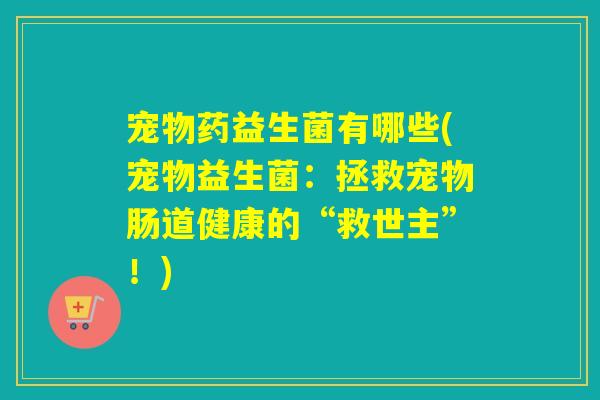 宠物药益生菌有哪些(宠物益生菌:拯救宠物肠道健康的“救世主”!) 宠物药益生菌有哪些(宠物益生菌:拯救宠物肠道健康的“救世主”!)